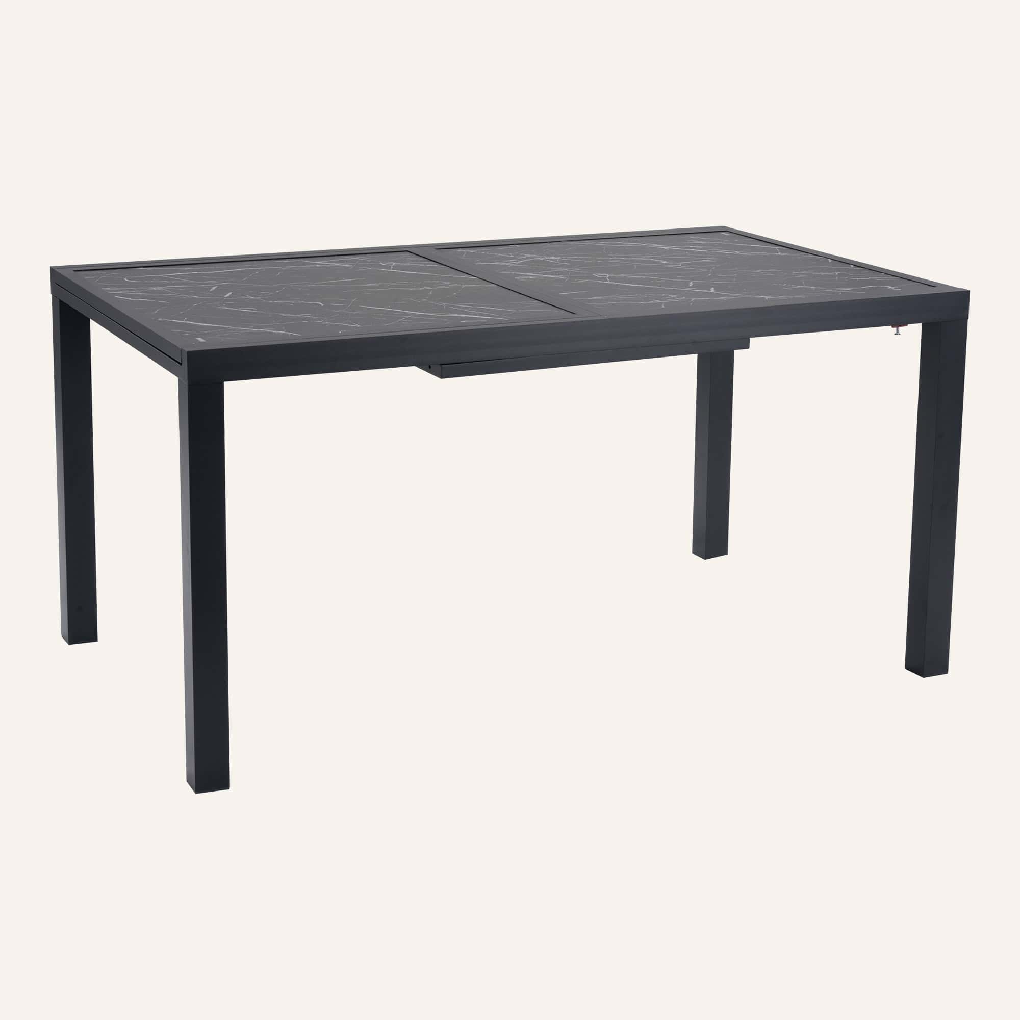 Expandable Steve Black Marble-Look Outdoor Dining Table - Image 9