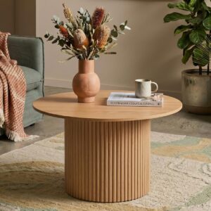 Luxe Ribbed Round Coffee Table Wooden