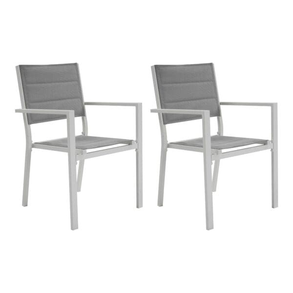 Pair of 2 Aluminium John Outdoor Dining Chairs - White