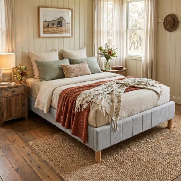 Metal Bedframe Mattress Foundation (Light Grey)