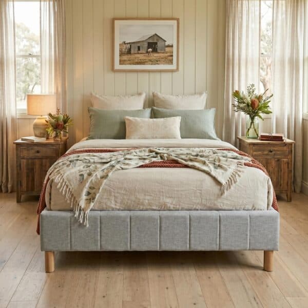 Metal Bedframe Mattress Foundation (Light Grey)
