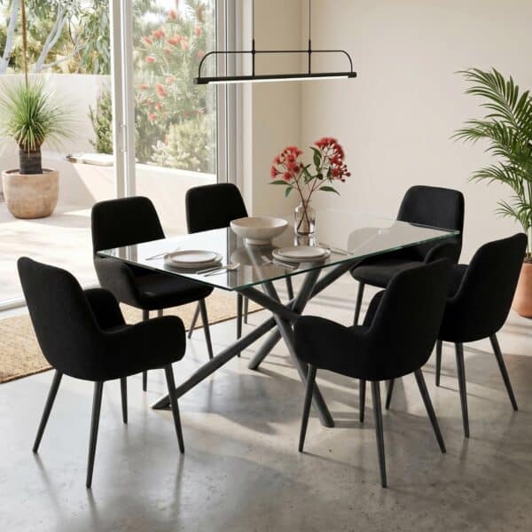 Contemporary Glass Dining Set – Black
