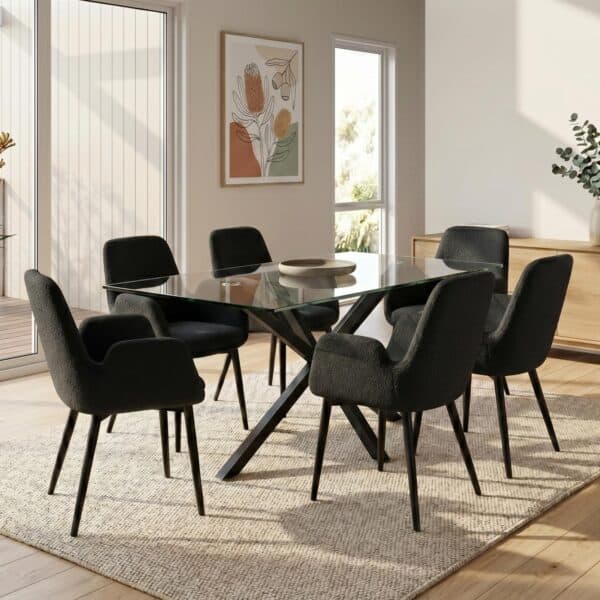 Obsidian Glass Dining Set
