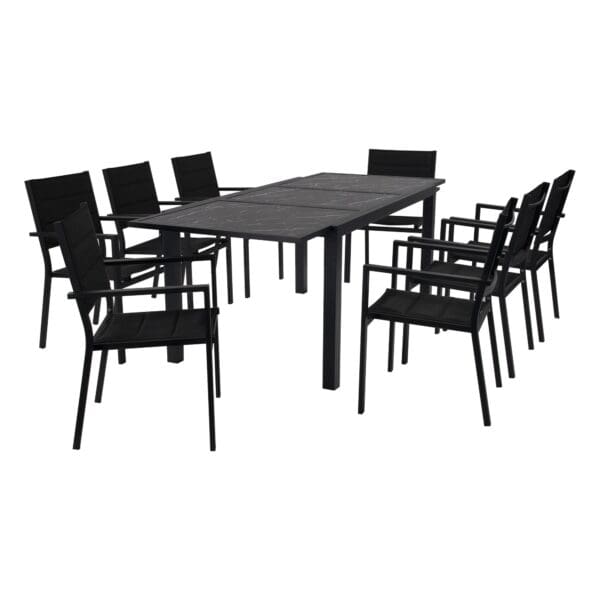Marbella Black Marble Glass Dining Set