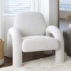 Accent Chair in Teddy Sherpa Fabric - White - Thumbnail Image 2