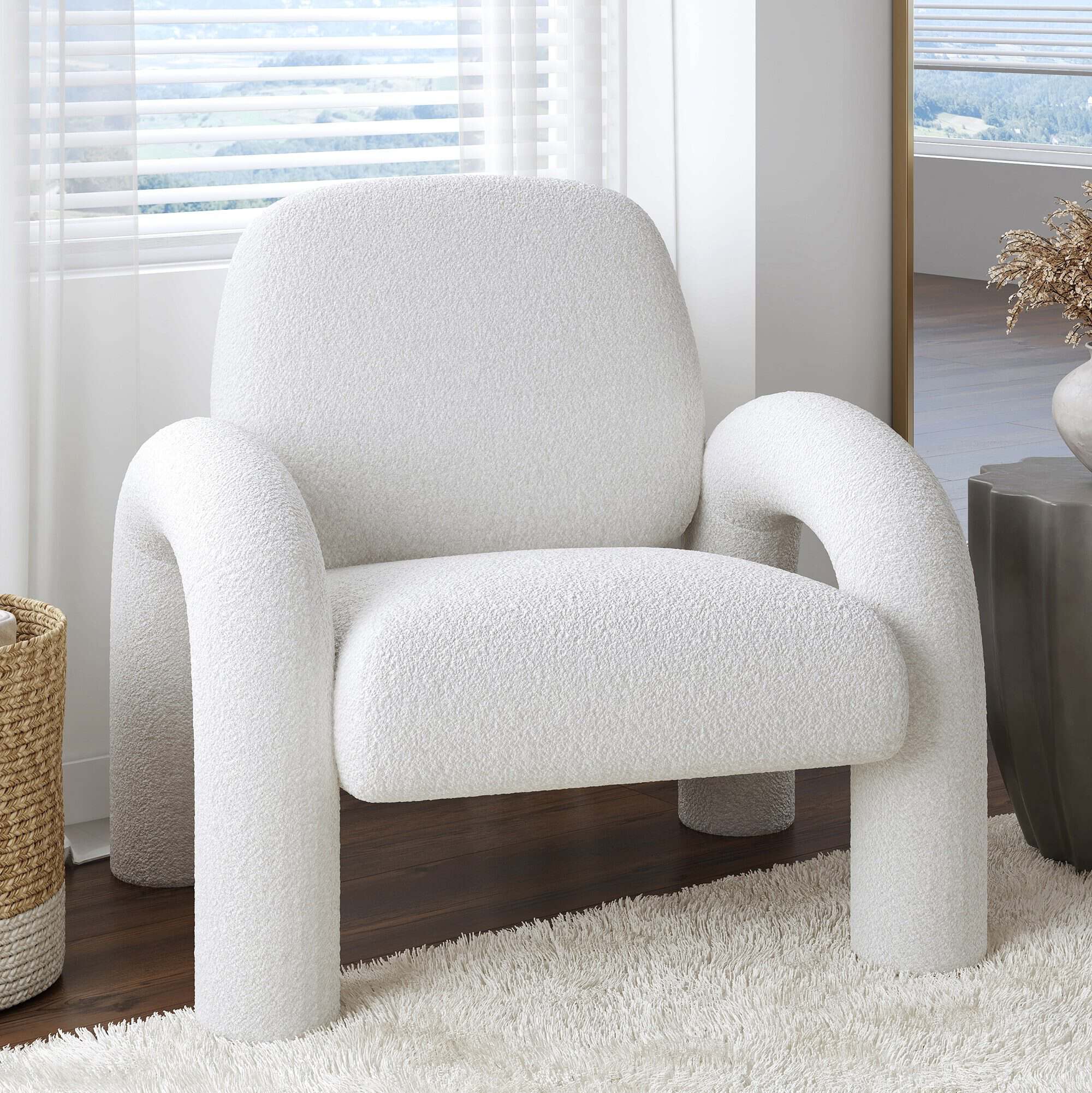Accent Chair in Teddy Sherpa Fabric - White - Image 2