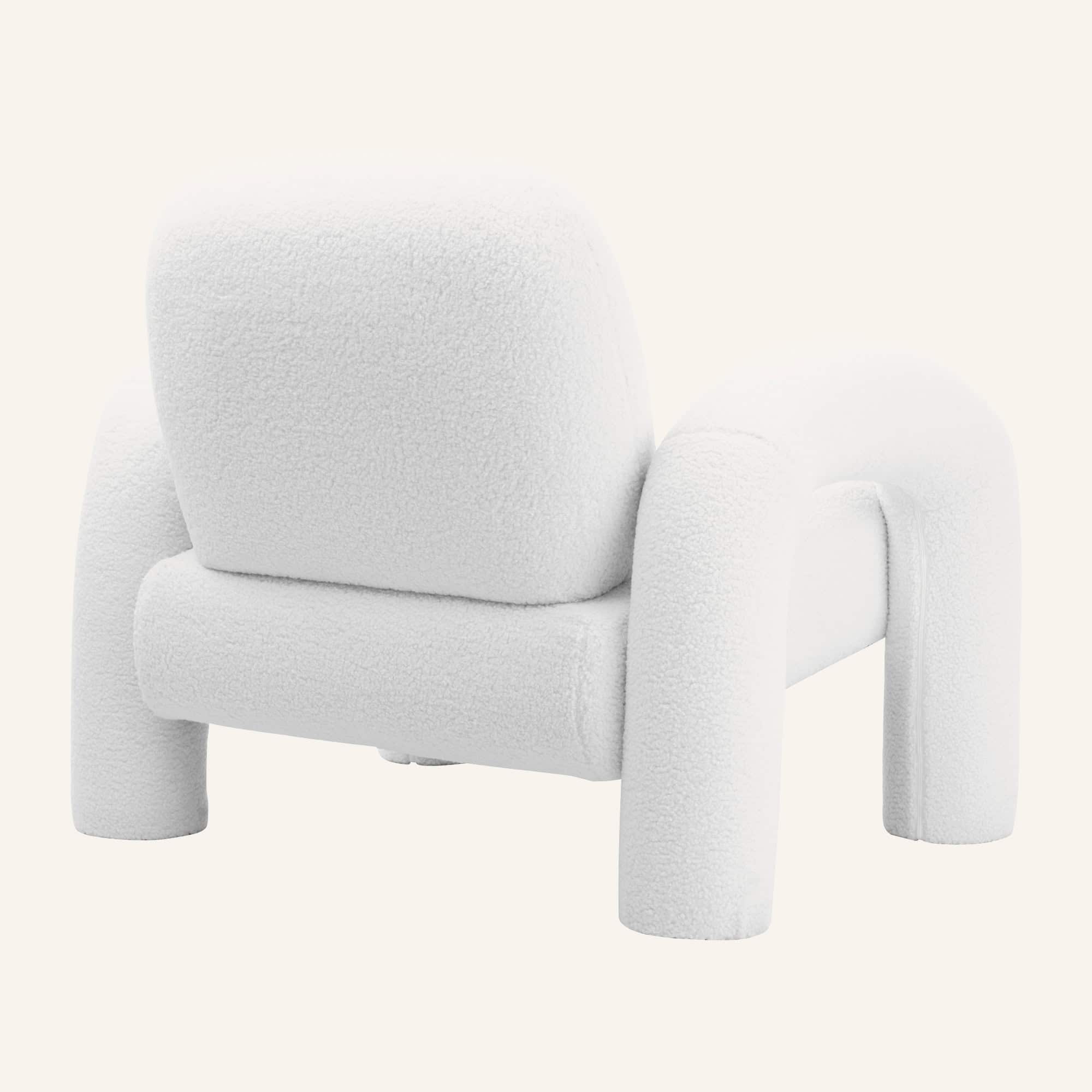 Accent Chair in Teddy Sherpa Fabric - White - Image 16
