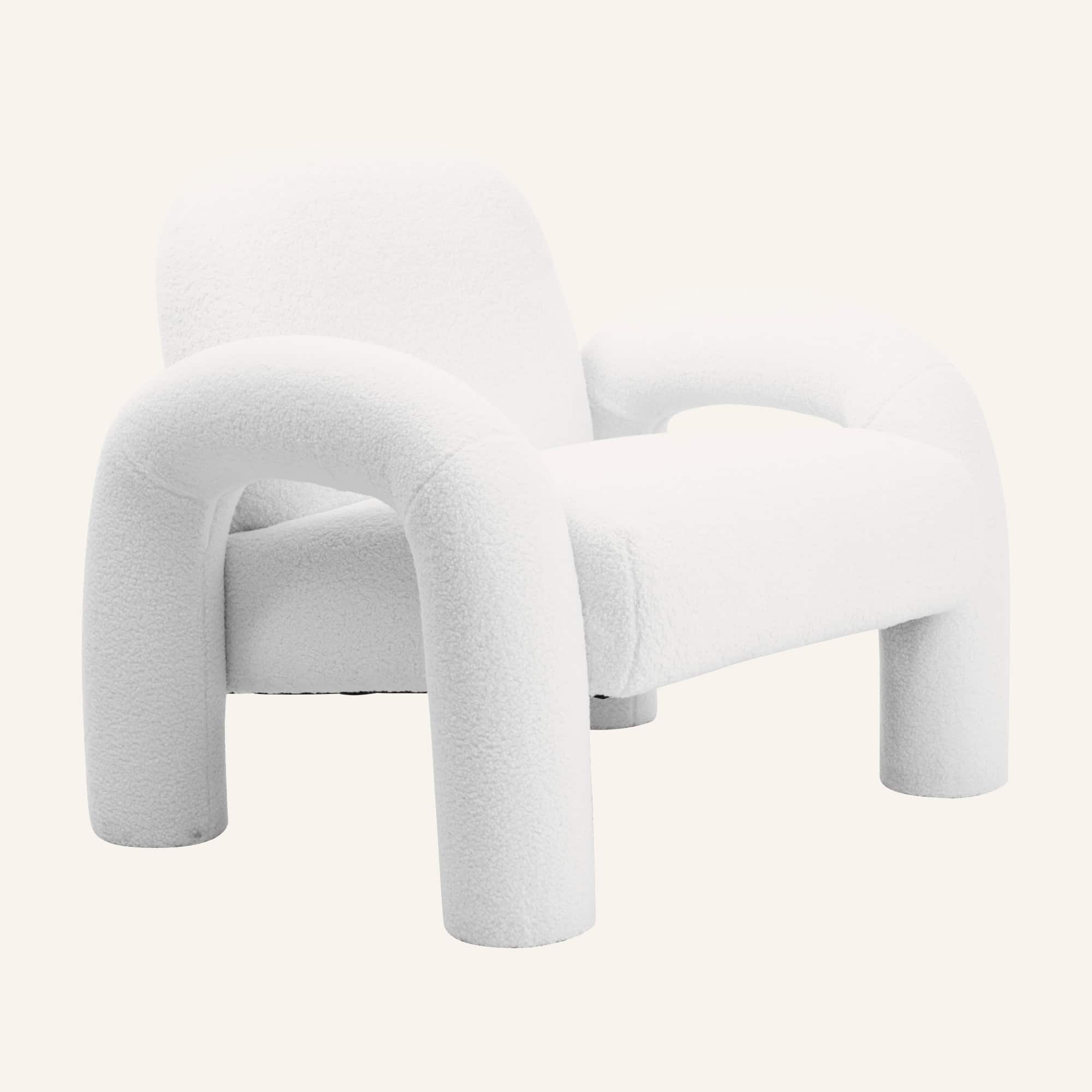Accent Chair in Teddy Sherpa Fabric - White - Image 15