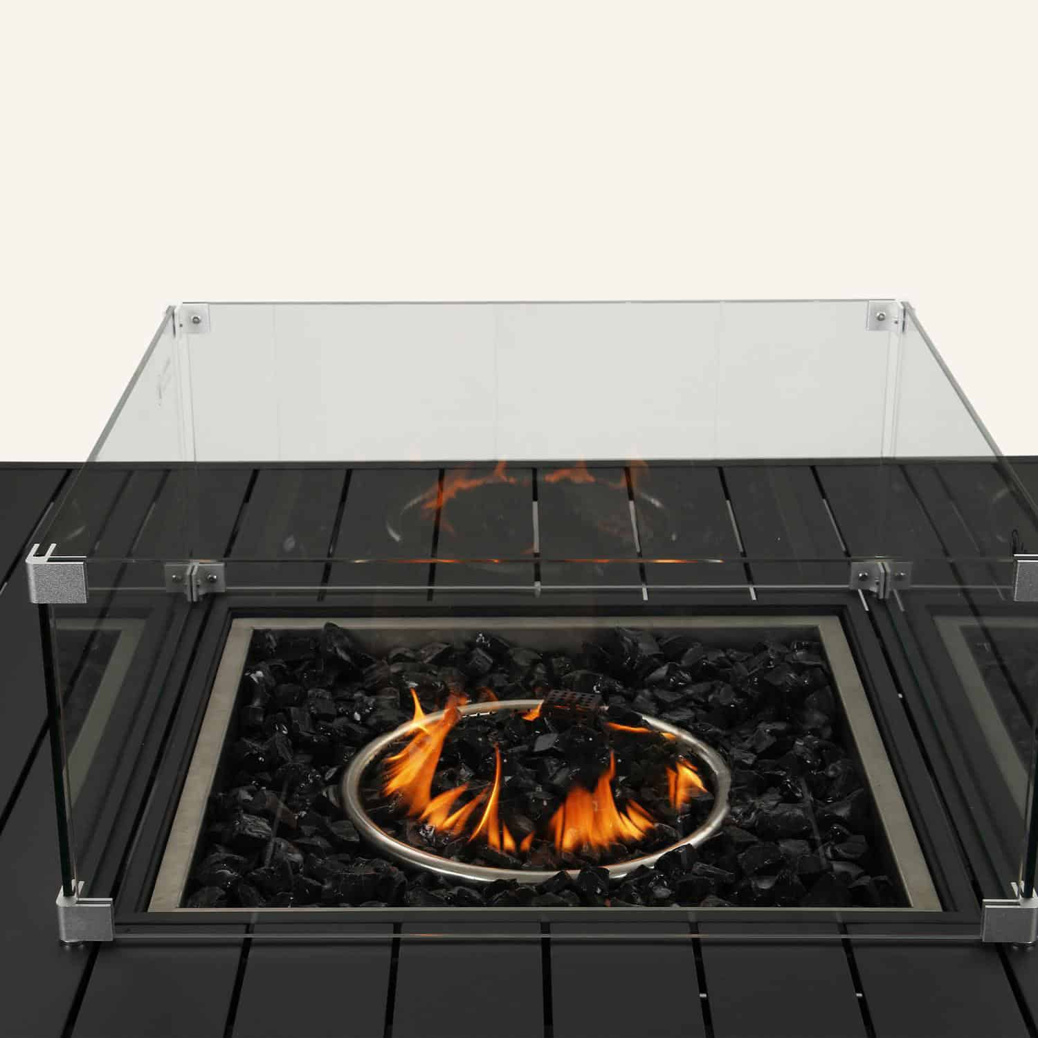Square Gas Fire Pit Table for Outdoor Use - Black - Image 15