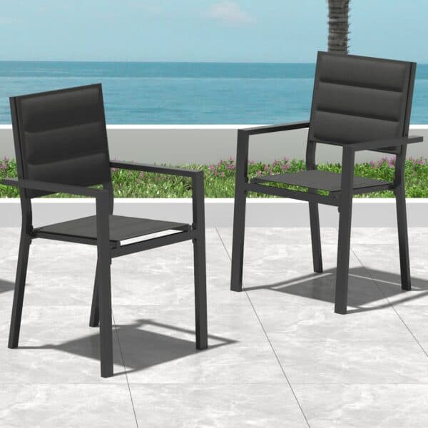 Pair of Aluminium John Outdoor Dining Chairs - Charcoal