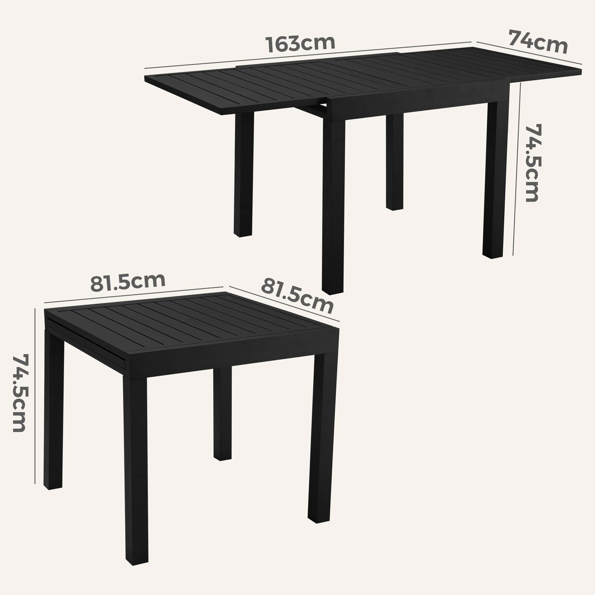 Adjustable Aluminium Garden Dining Table with Slats in Black - Image 13