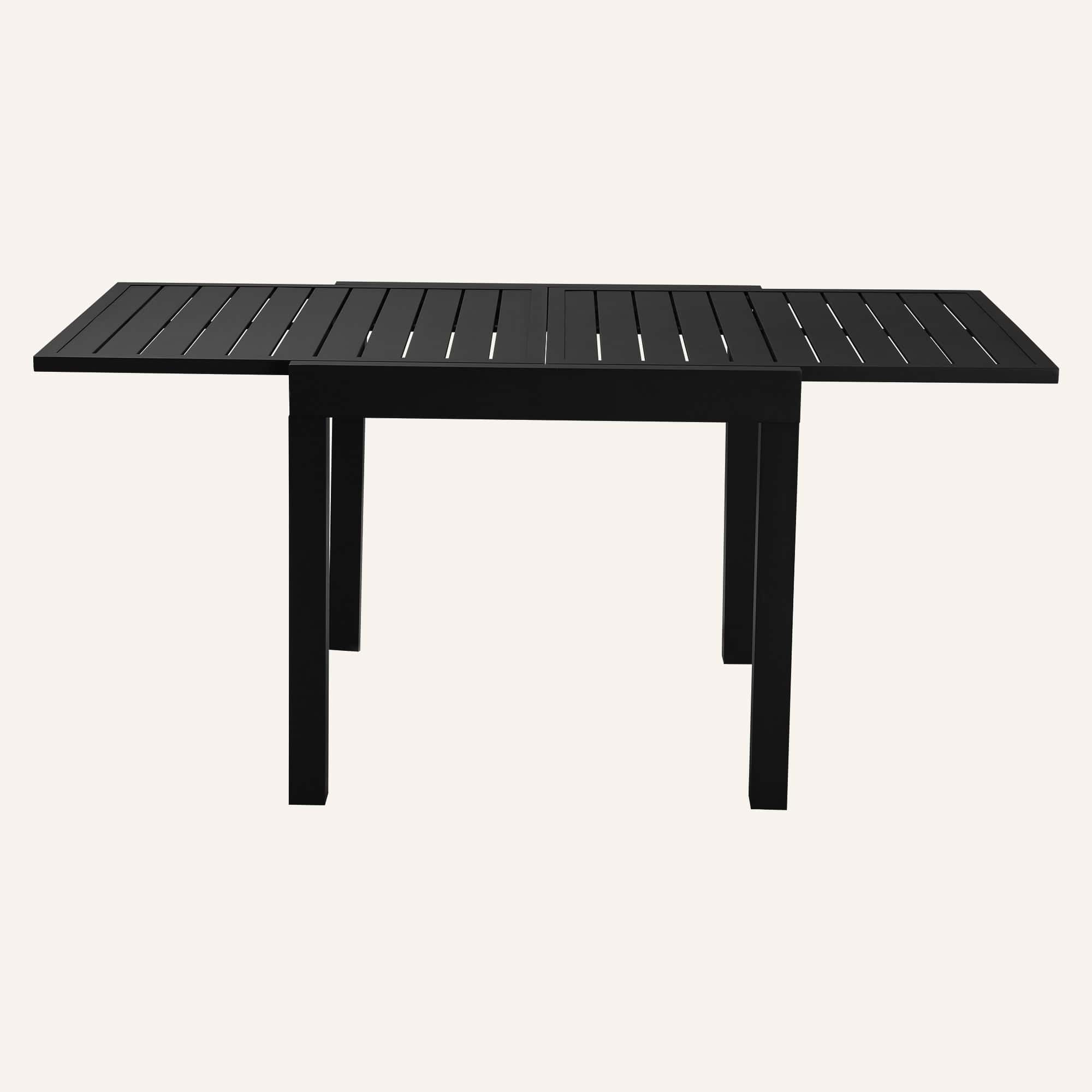 Adjustable Aluminium Garden Dining Table with Slats in Black - Image 7