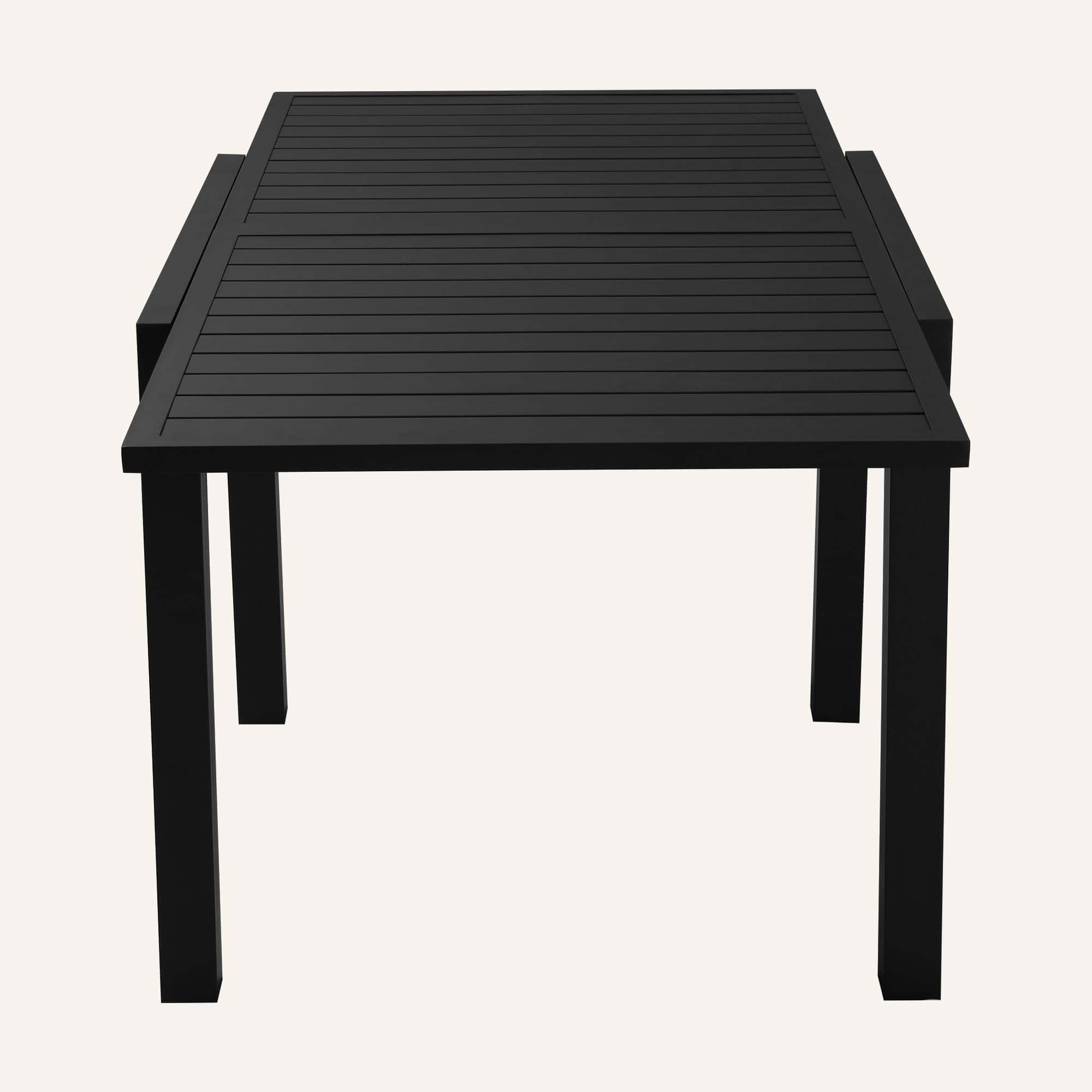 Adjustable Aluminium Garden Dining Table with Slats in Black - Image 8