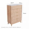 Modern wooden five-drawer chest with gold handles and dimensions 80x40x114cm.