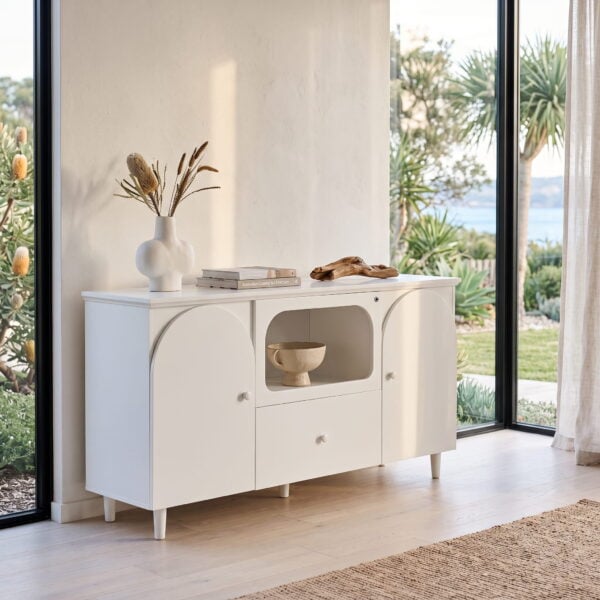 Lumina White Sideboard with Touch-Controlled LED Light