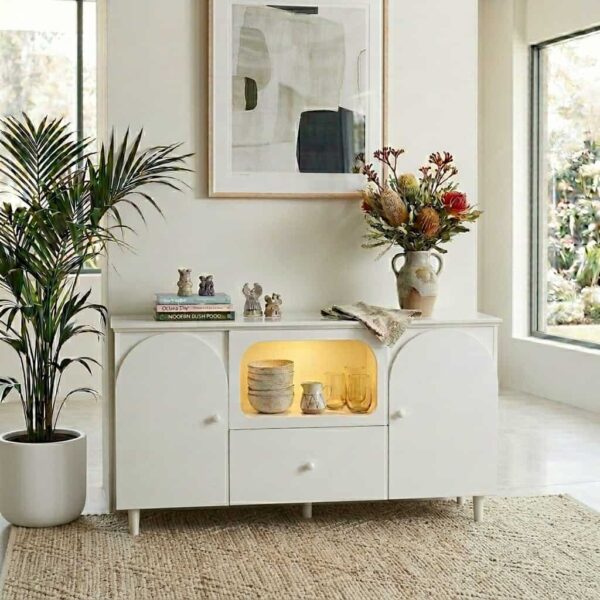 Lumina White Sideboard with Touch-Controlled LED Light