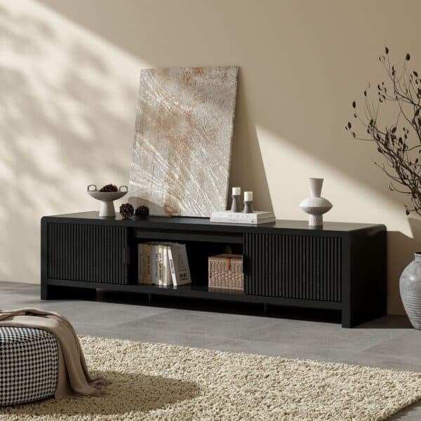 Wallis Black Wood-Look Entertainment Unit with Storage