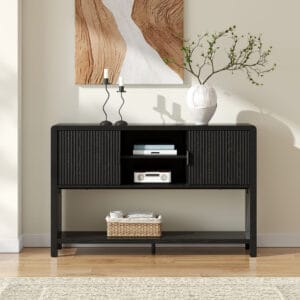 Wallis Black Wood-Look Sideboard with Adjustable Shelves