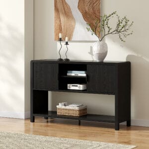 Wallis Black Wood-Look Sideboard with Adjustable Shelves