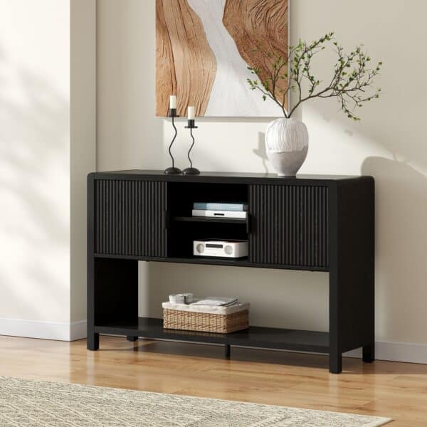 Wallis Black Wood-Look Sideboard with Adjustable Shelves