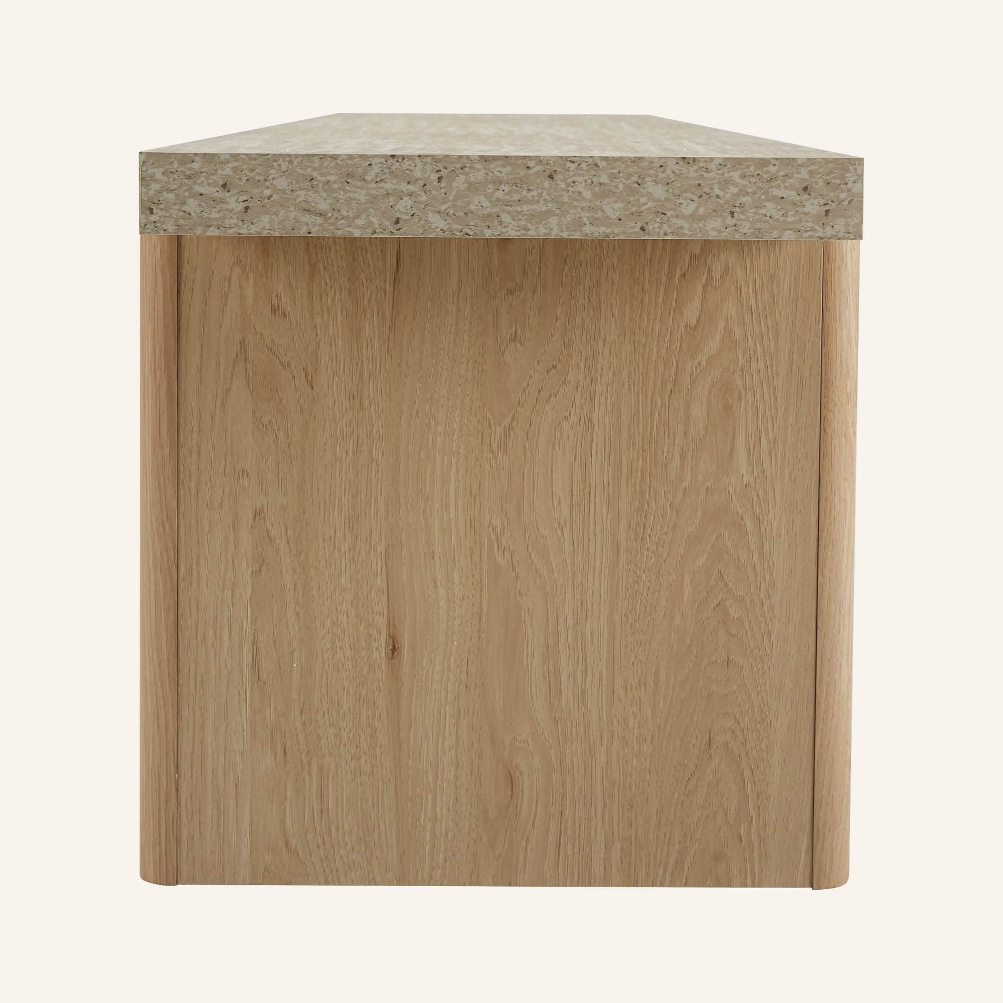 AURA Travertine-Effect TV Stand with 2 Drawers - Image 11