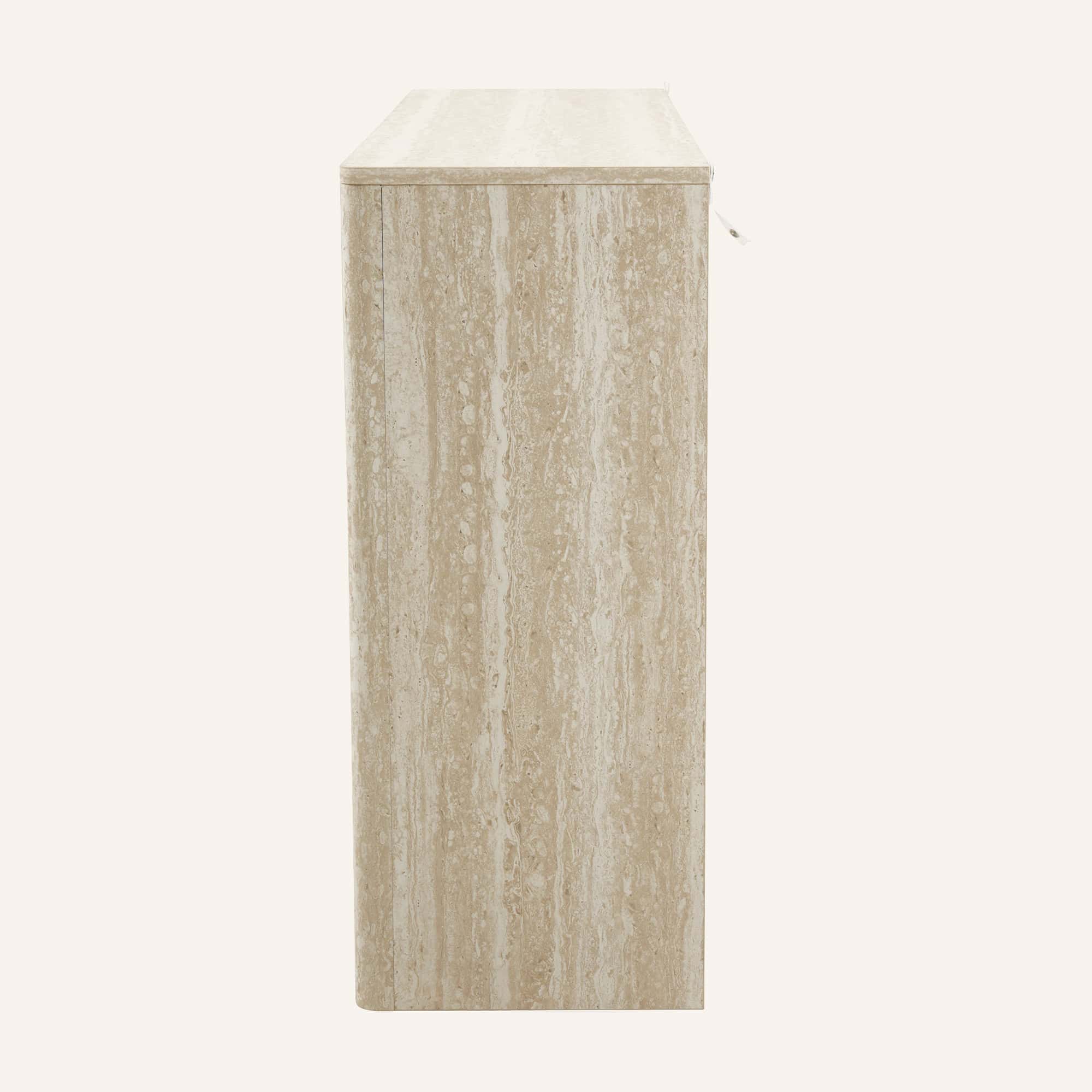 Noosa Travertine-Look Console Table with Ripple Drawer - Image 5